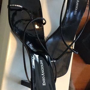 ENZO ANGIOLINI BLACK BLING HEEL 3” SANDALS 7M NEW
